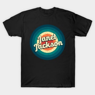 Graphic Janet Name Retro Vintage Circle T-Shirt